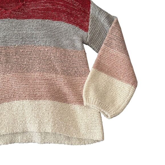Knox Rose Sweater Womens XL Striped Pullover Knit Soft Cozy V Neck Casual Boho - Picture 2 of 13